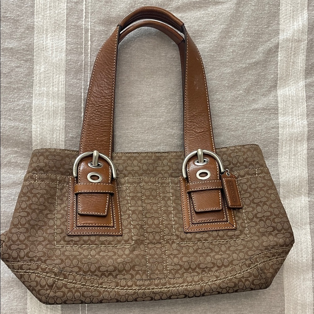 Coach Brown tone colors Designer Tote Bag like new